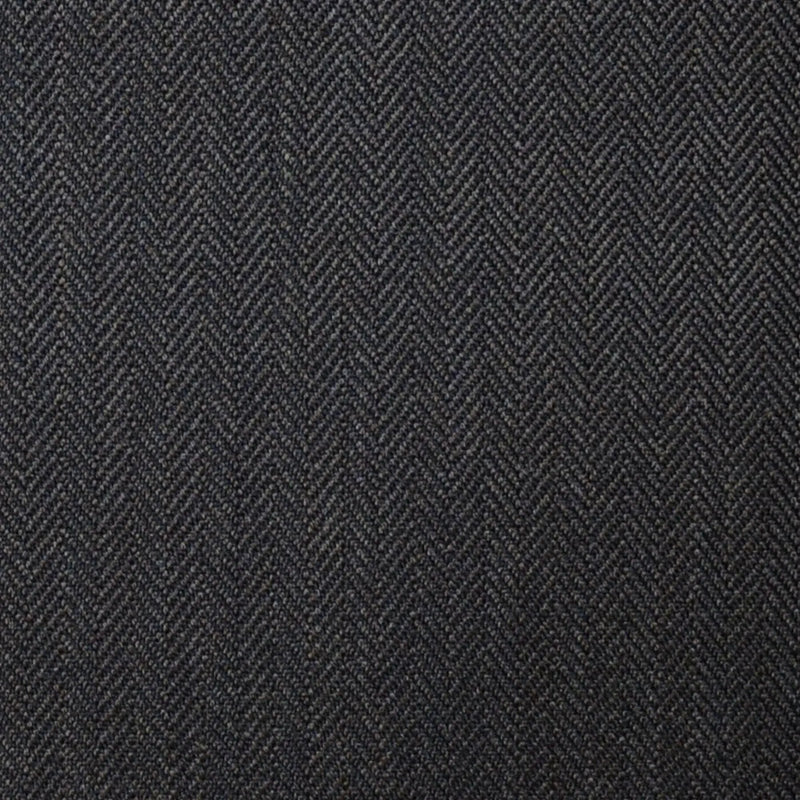 Dark Brown Narrow Herringbone Super 100's All Wool Suiting By Holland & Sherry