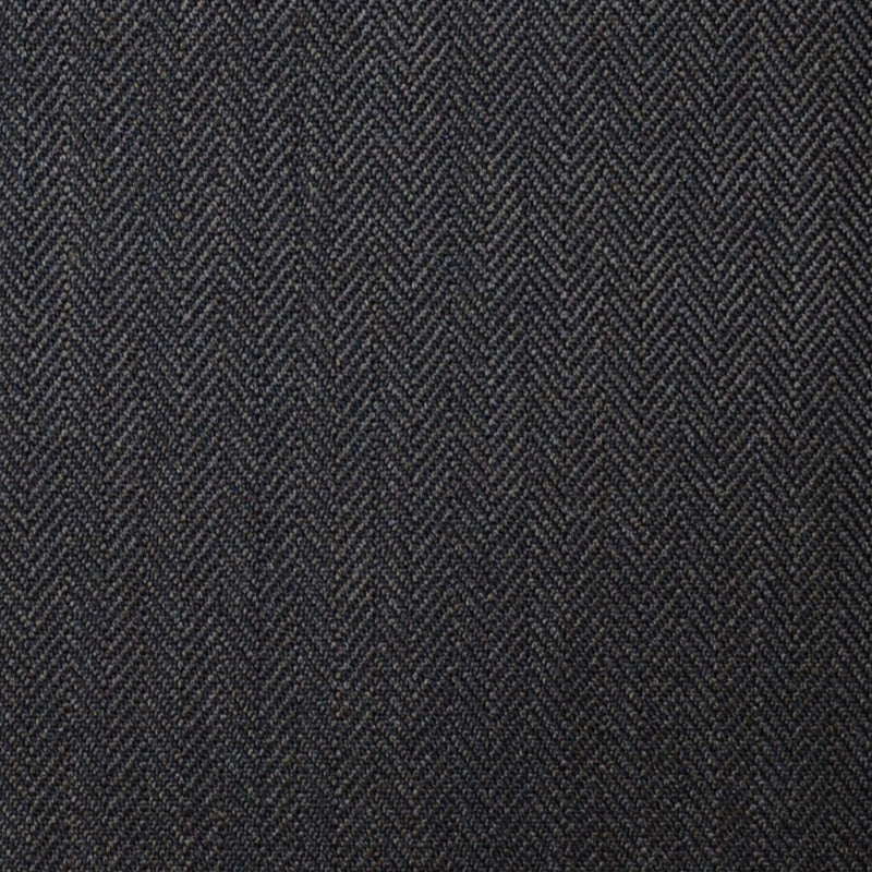 Dark Brown Narrow Herringbone Super 100's All Wool Suiting By Holland & Sherry