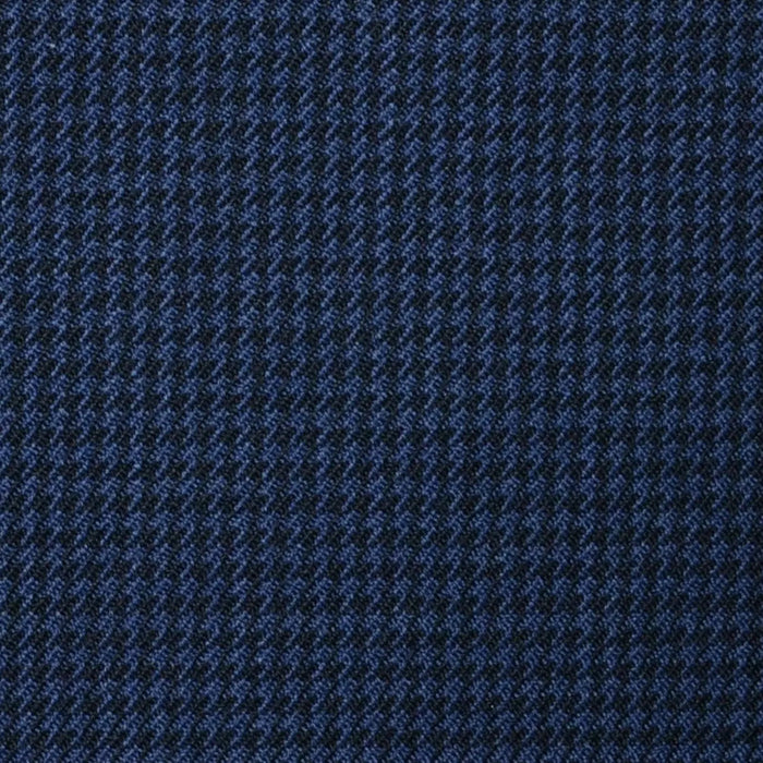Bright Navy Blue and Dark Navy Blue Small Dogtooth Check Super 100's All Wool Suiting By Holland & Sherry
