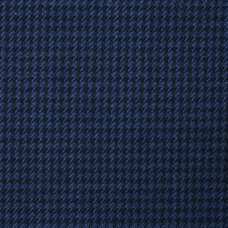 Bright Navy Blue and Dark Navy Blue Small Dogtooth Check Super 100's All Wool Suiting By Holland & Sherry