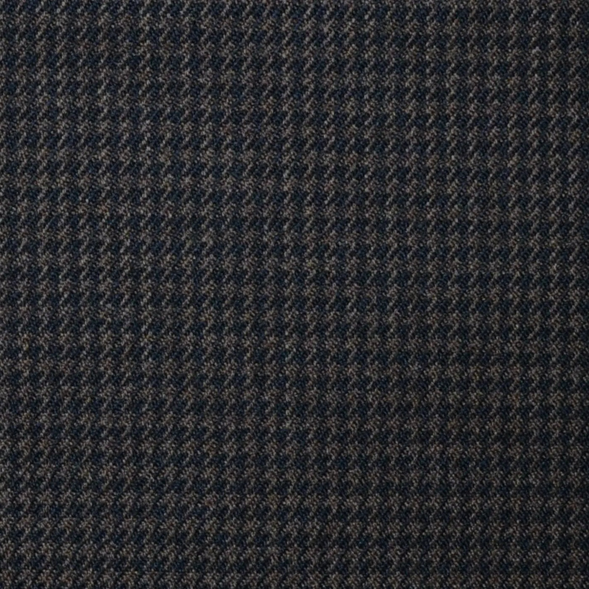 Medium Brown and Dark Brown Small Dogtooth Check Super 100's All Wool Suiting By Holland & Sherry