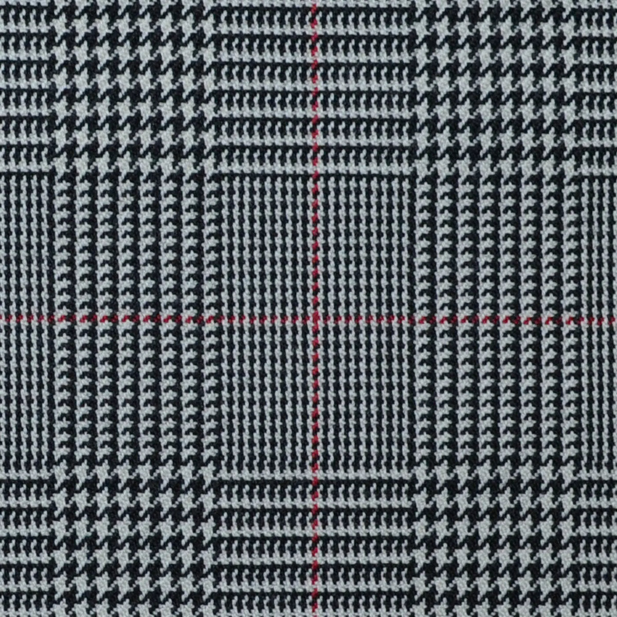 Black and White Prince of Wales with Red Check Super 100's All Wool Suiting By Holland & Sherry