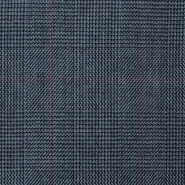 Dark Grey with Red Glen Check Super 100's All Wool Suiting By Holland & Sherry