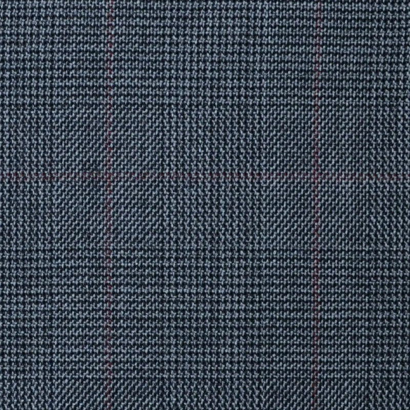 Dark Grey with Red Glen Check Super 100's All Wool Suiting By Holland & Sherry