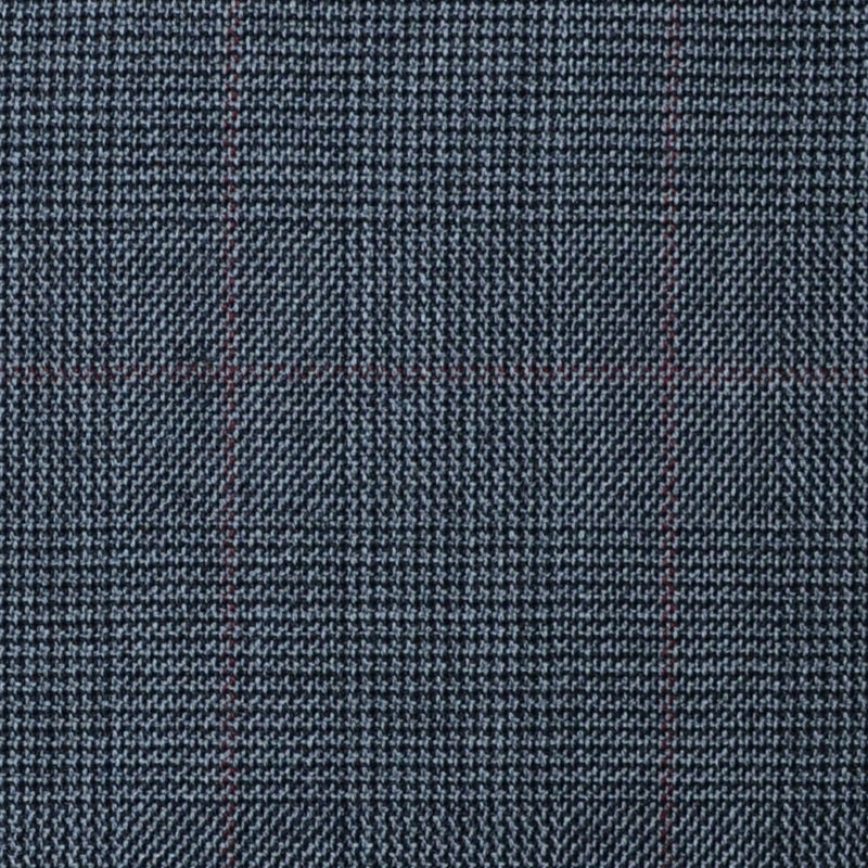 Dark Grey with Red Glen Check Super 100's All Wool Suiting By Holland & Sherry