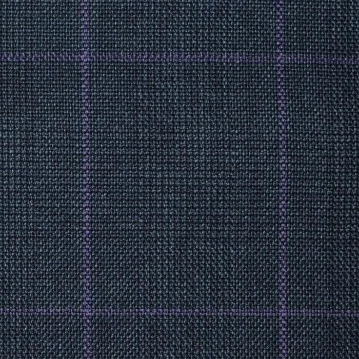 Dark Grey with Purple Glen Check Super 100's All Wool Suiting By Holland & Sherry