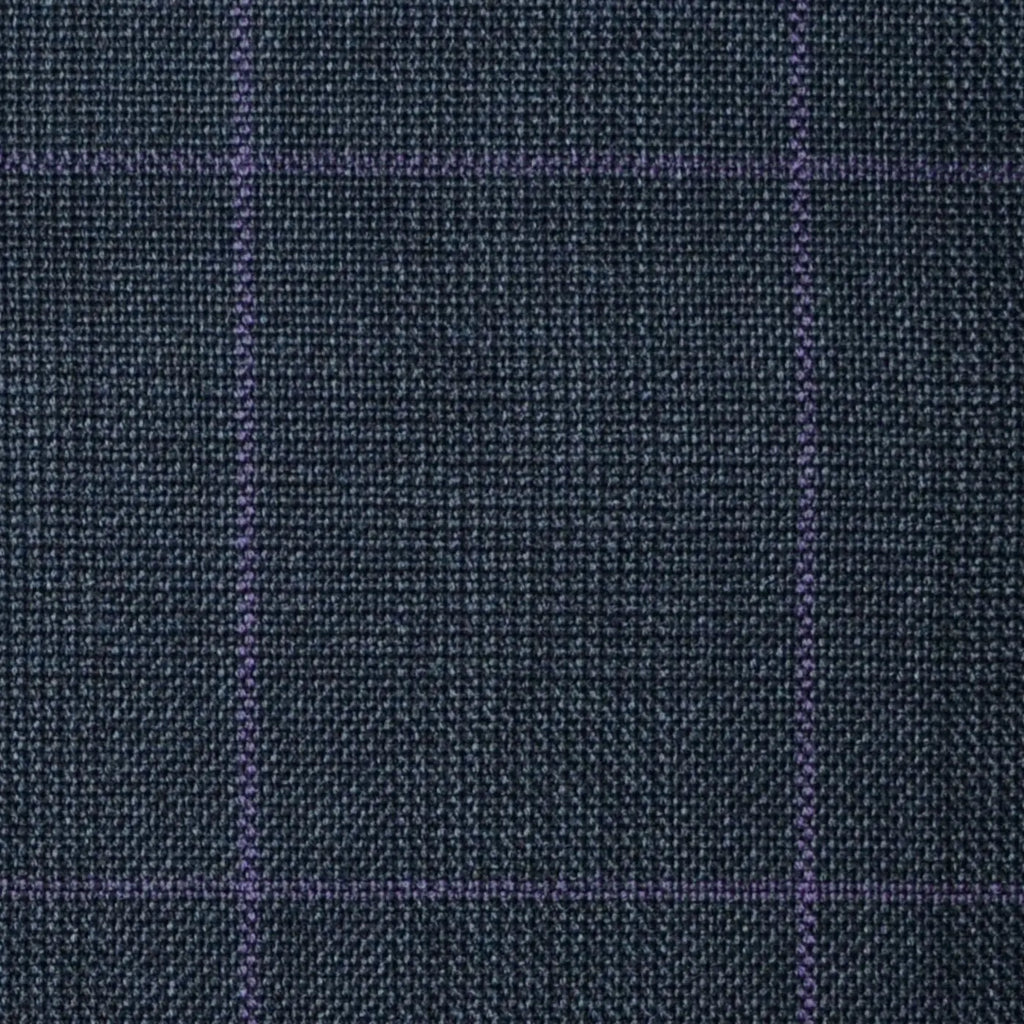 Dark Grey with Purple Glen Check Super 100's All Wool Suiting By Holland & Sherry