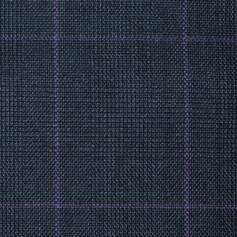 Dark Grey with Purple Glen Check Super 100's All Wool Suiting By Holland & Sherry