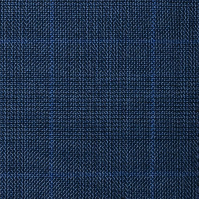 Bright Navy Blue with Royal Blue Glen Check Super 100's All Wool Suiting By Holland & Sherry