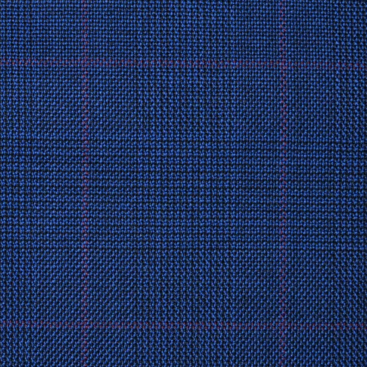Bright Navy Blue with Wine Red Glen Check Super 100's All Wool Suiting By Holland & Sherry