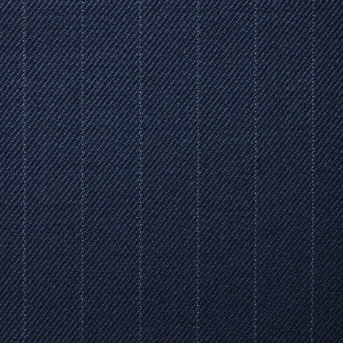 Navy Blue Muted 5/8th" Stripe Super 100's All Wool Suiting By Holland & Sherry