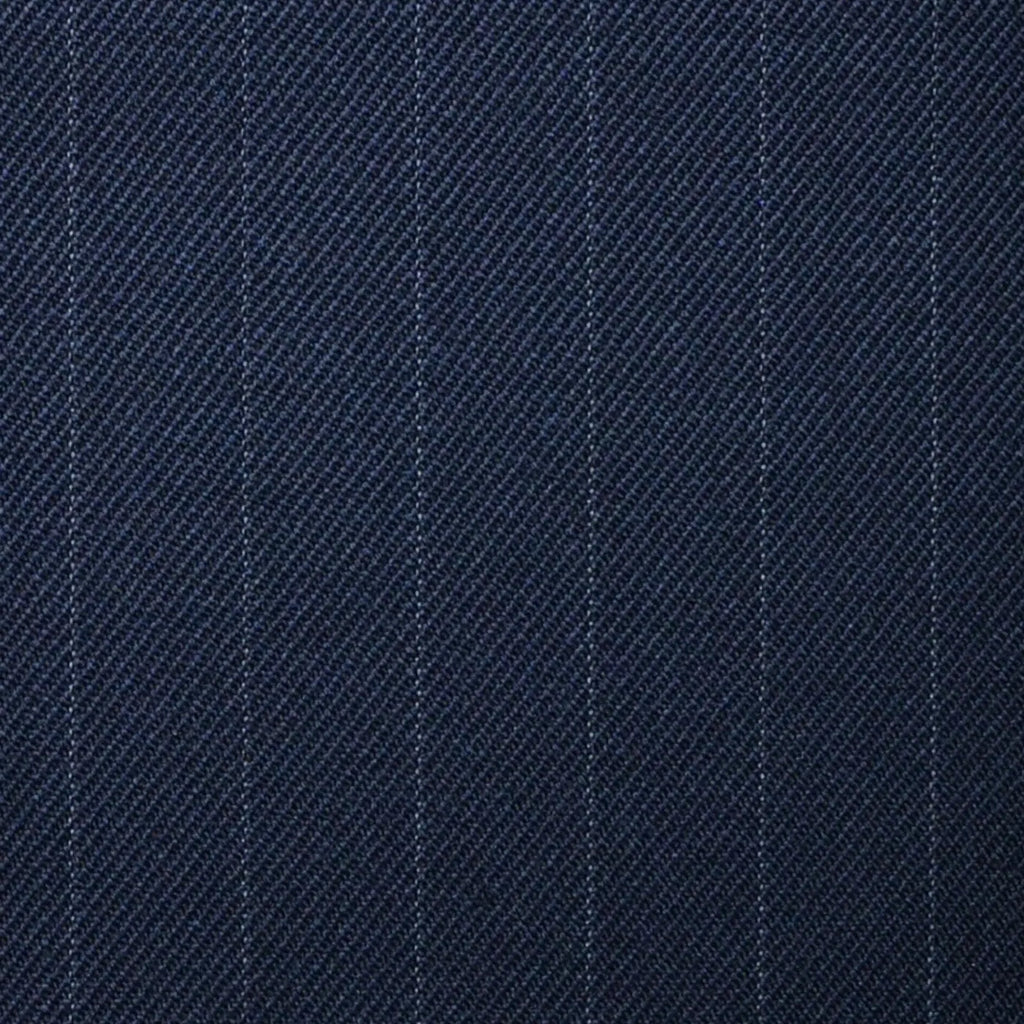 Navy Blue Muted 5/8th" Stripe Super 100's All Wool Suiting By Holland & Sherry