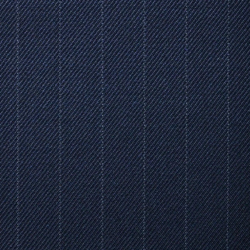 Navy Blue Muted 5/8th" Stripe Super 100's All Wool Suiting By Holland & Sherry