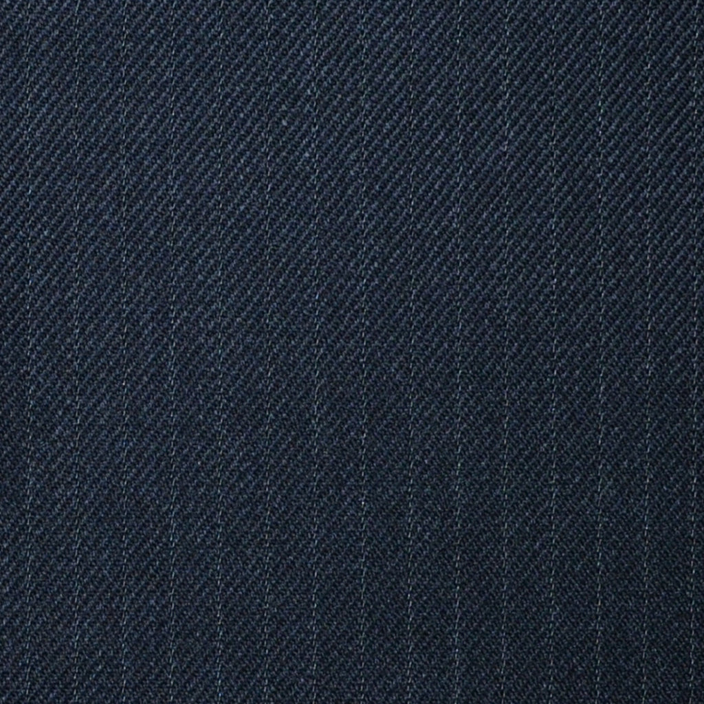 Charcoal Muted 1/4" Narrow Stripe Super 100's All Wool Suiting By Holland & Sherry