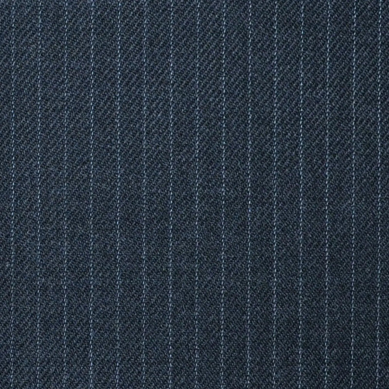 Dark Grey Muted 1/4" Narrow Stripe Super 100's All Wool Suiting By Holland & Sherry