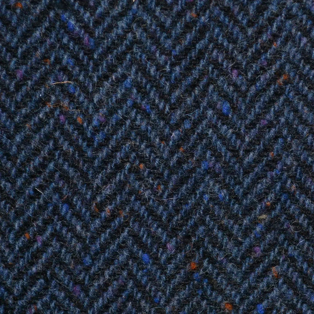 Dark Blue Herringbone All Wool Irish Donegal Tweed