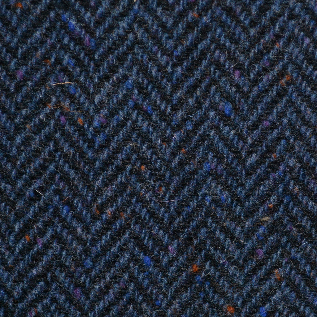 Dark Blue Herringbone All Wool Irish Donegal Tweed