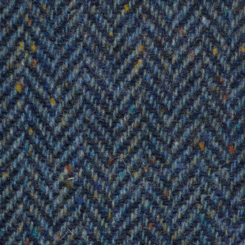 Medium Blue Herringbone All Wool Irish Donegal Tweed