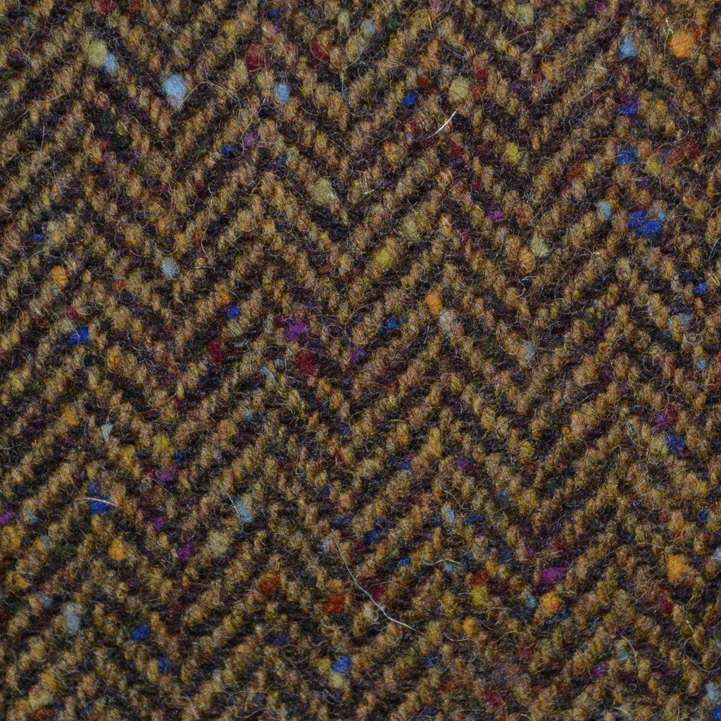 Medium Brown Herringbone All Wool Irish Donegal Tweed