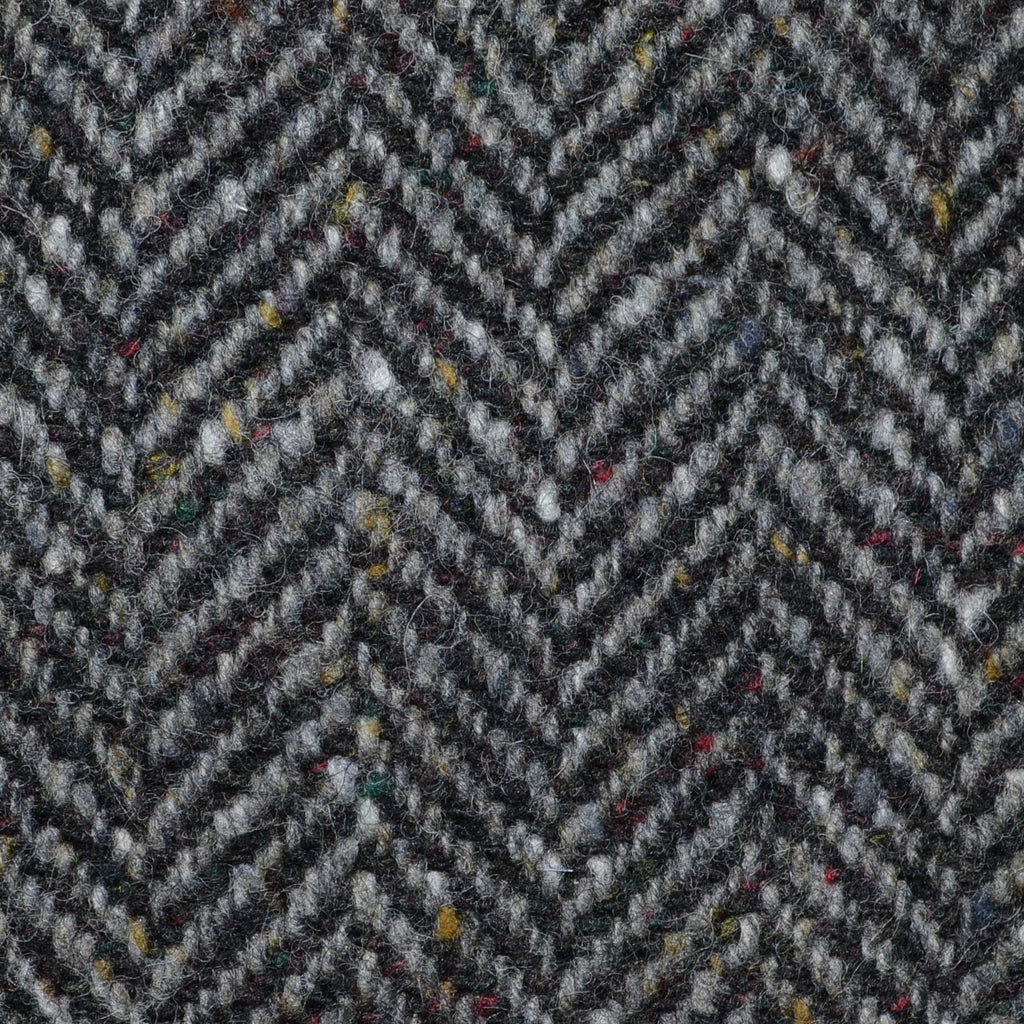 Medium Grey and Dark Grey Herringbone All Wool Irish Donegal Tweed Coating