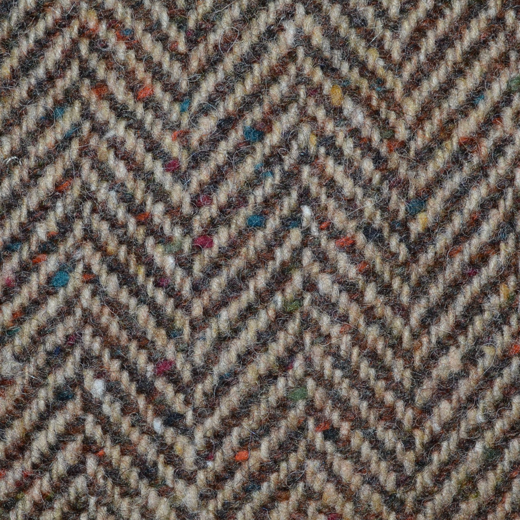 Light Brown and Medium Brown Herringbone All Wool Irish Donegal Tweed Coating