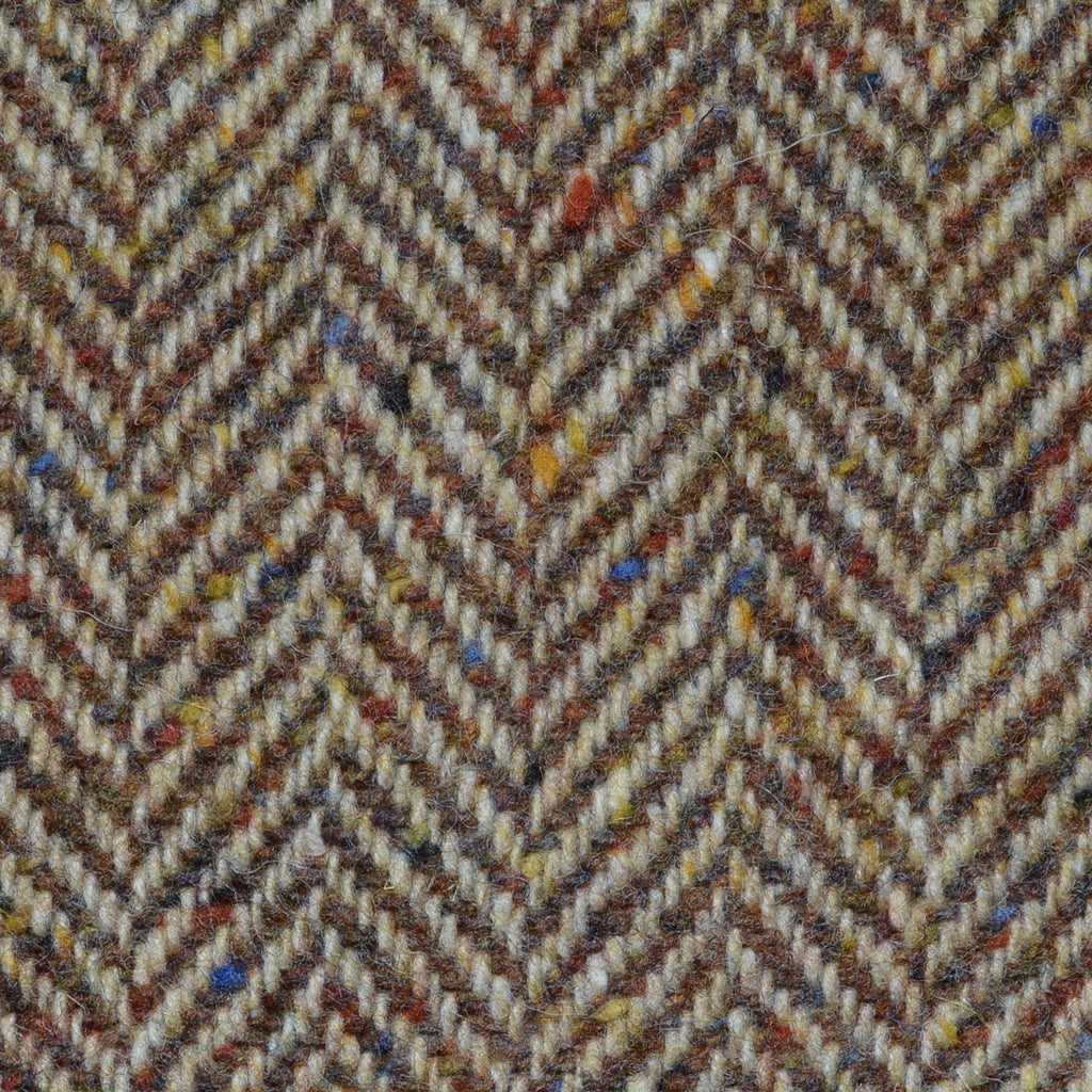 Light Brown and Tan Herringbone All Wool Irish Donegal Tweed Coating