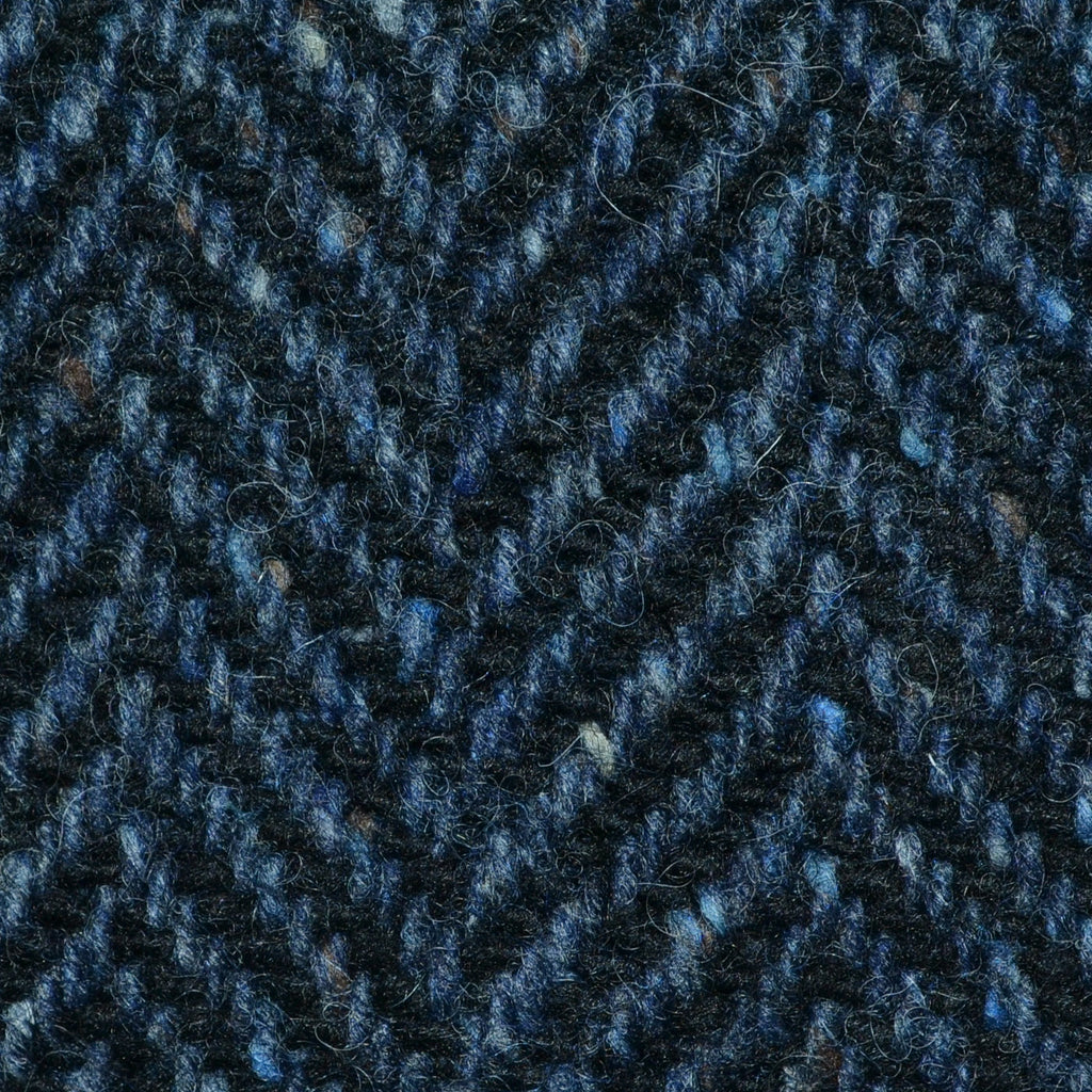 Medium Blue and Navy Blue Wide Herringbone All Wool Irish Donegal Tweed Coating
