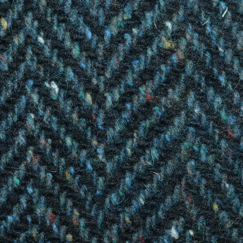 Sea Green and Navy Blue Wide Herringbone All Wool Irish Donegal Tweed Coating