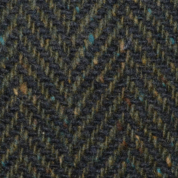 Moss Green and Dark Brown Wide Herringbone All Wool Irish Donegal Tweed Coating