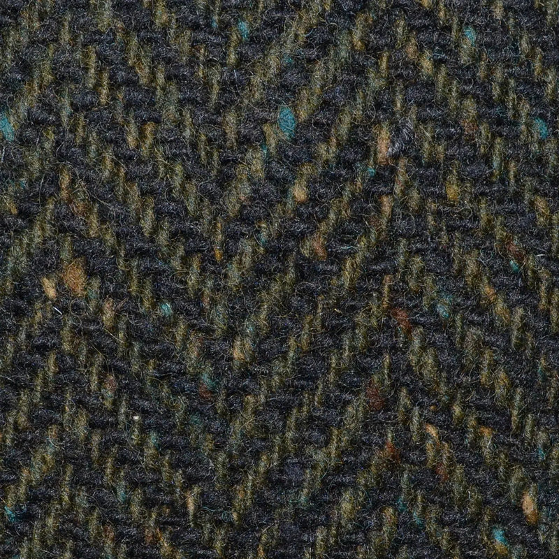 Moss Green and Dark Brown Wide Herringbone All Wool Irish Donegal Tweed Coating