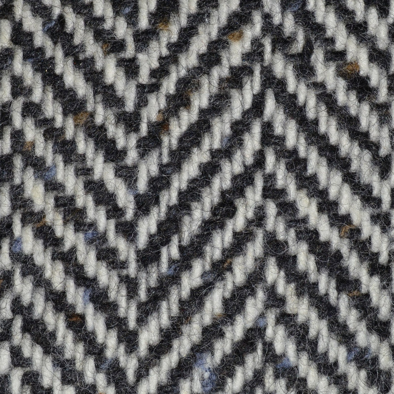 Ecru and Dark Grey Wide Herringbone All Wool Irish Donegal Tweed Coating