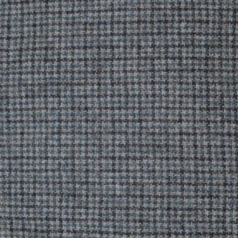 Medium Grey with Muted Blue & Dark Grey Small Box Check Wool - 2.00 Metres