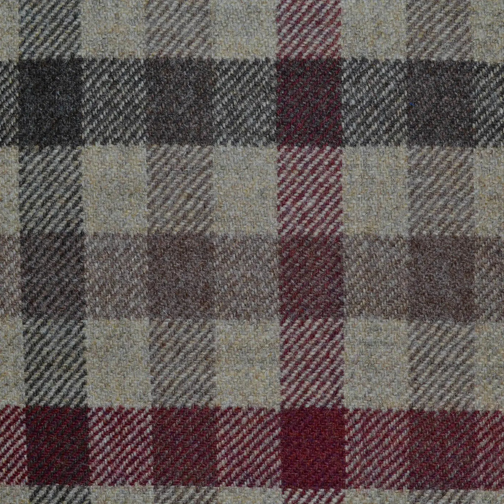 Beige with Brown, Dark Brown and Burgundy All Wool Tweed