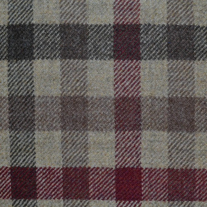 Beige with Brown, Dark Brown and Burgundy All Wool Tweed