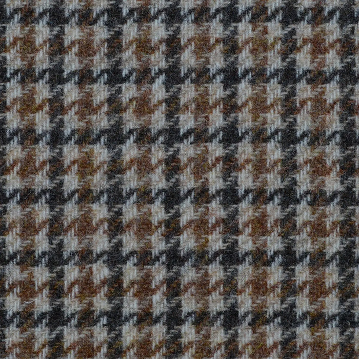 Beige with Blue & Brown Dogtooth Check Tweed
