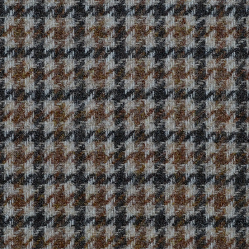 Beige with Blue & Brown Dogtooth Check Tweed