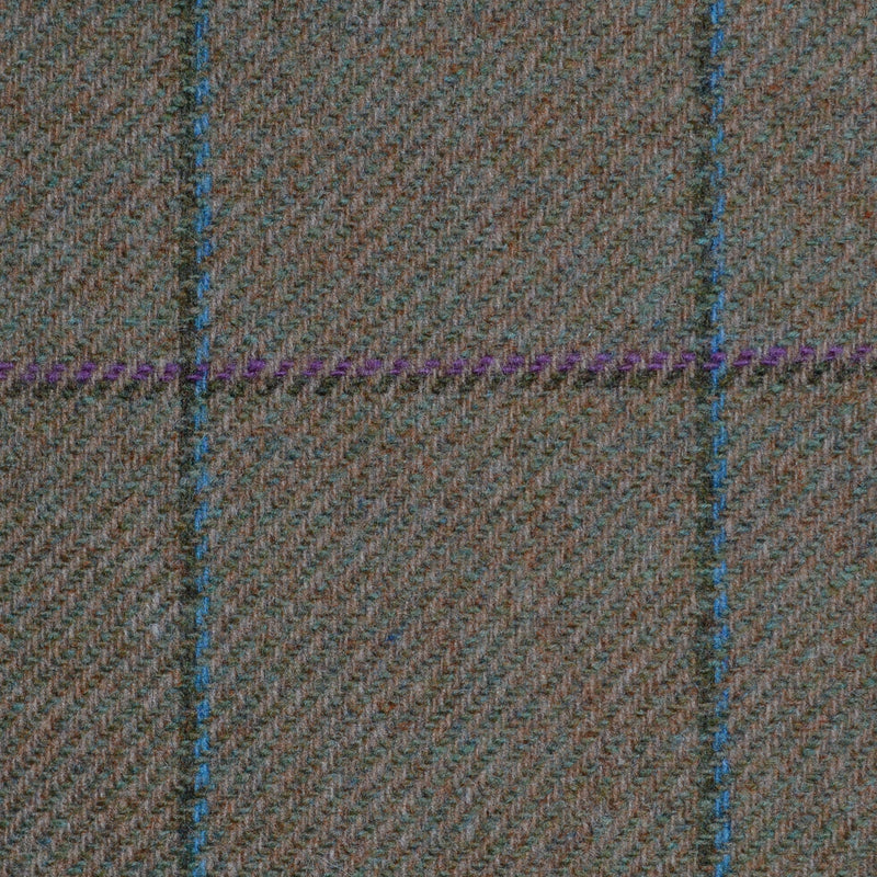Moss Green with Pink, Green, Purple and Blue Check Tweed