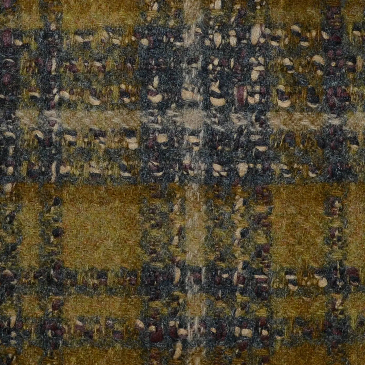 Tan, Dark Brown & Cream Check Wool & Mohair Boucle Jacketing