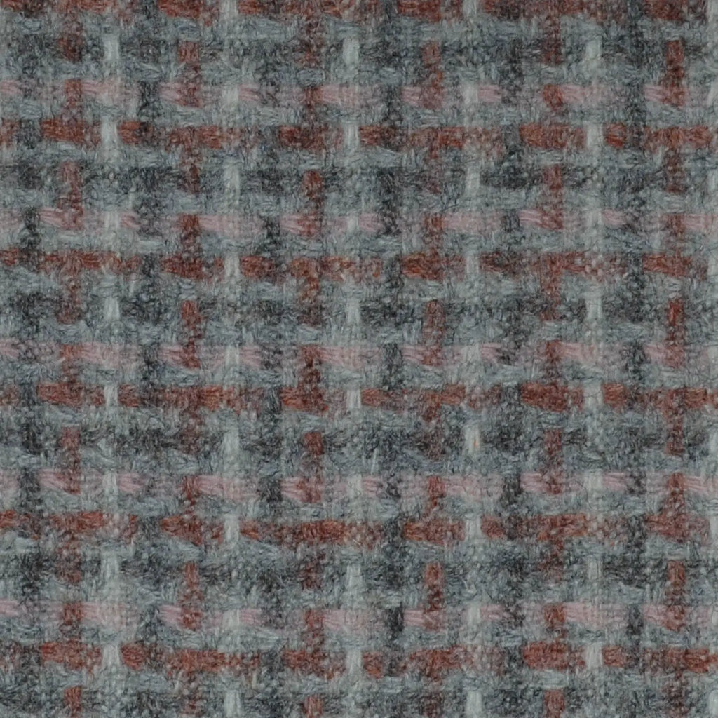 Beige, Tan & Pink Check Wool & Mohair Boucle Jacketing