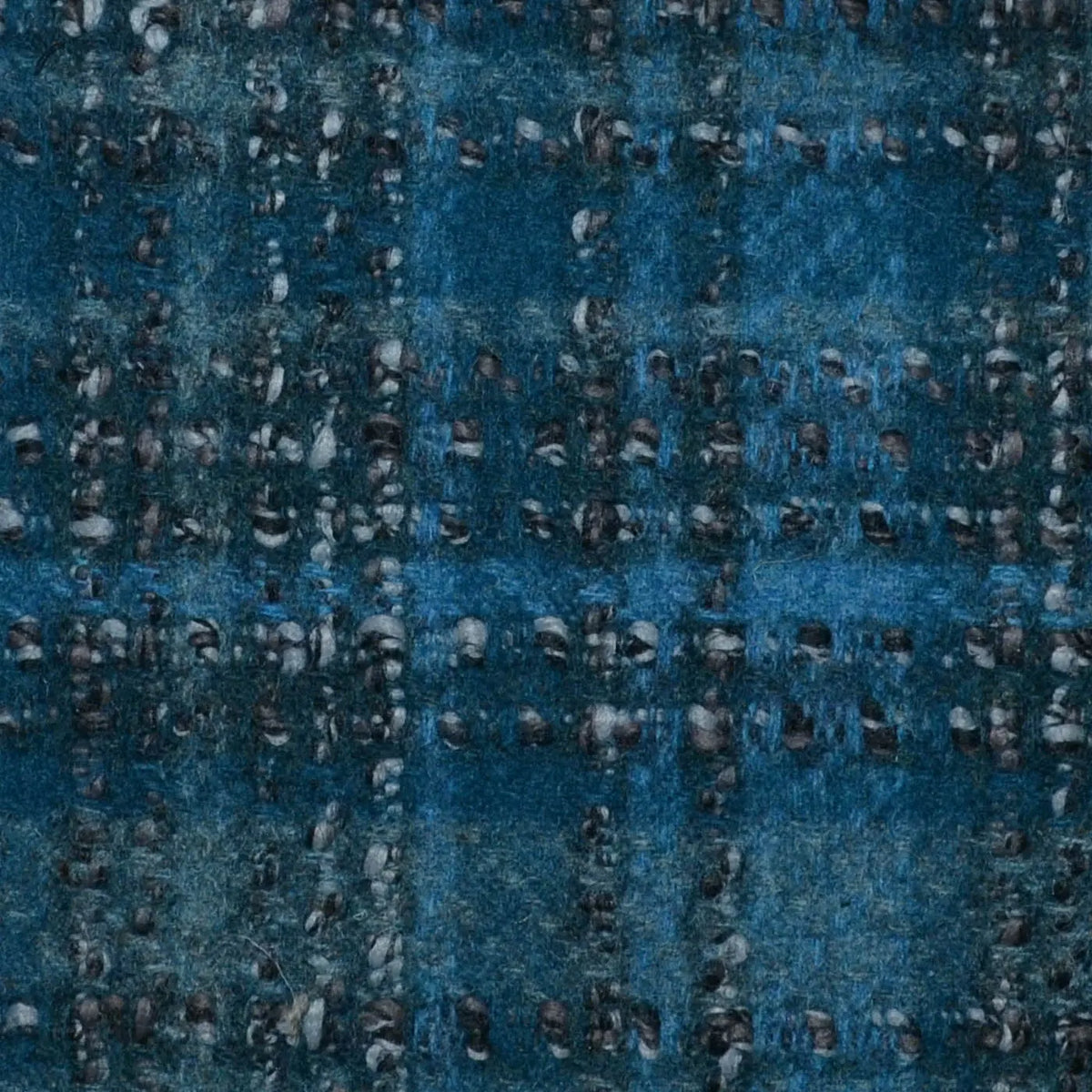 Bright Blue, Grey & White Check Wool & Mohair Boucle Jacketing