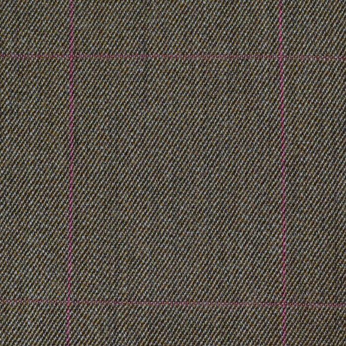 Khaki with Pink Check All Wool Covert Coating