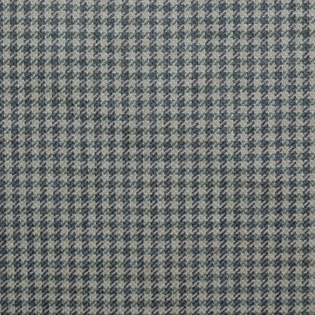 Beige and Sage Green Small Check Wool, Cotton & Cashmere