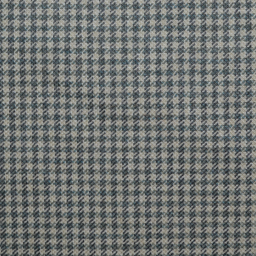 Beige and Sage Green Small Check Wool, Cotton & Cashmere