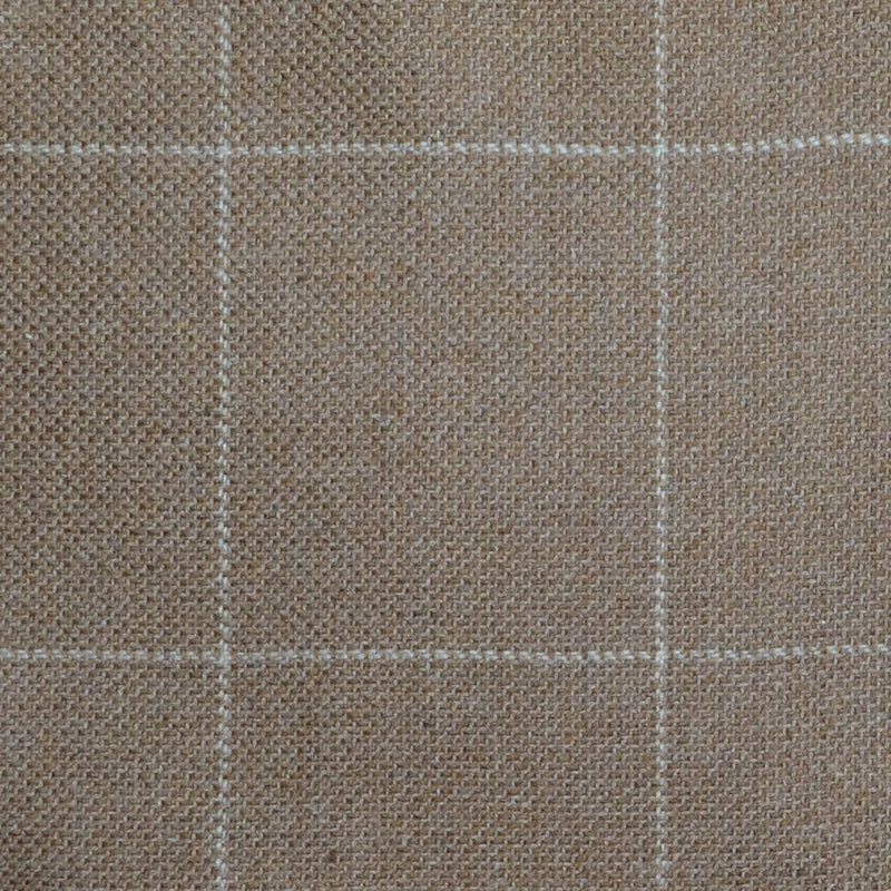 Light Brown with Beige Window Pane Check Wool, Cotton & Cashmere