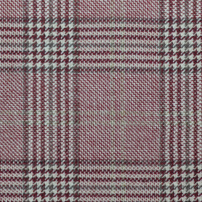 Pink with Grey and Burgundy Prince of Wales Check Wool, Cotton & Cashmere