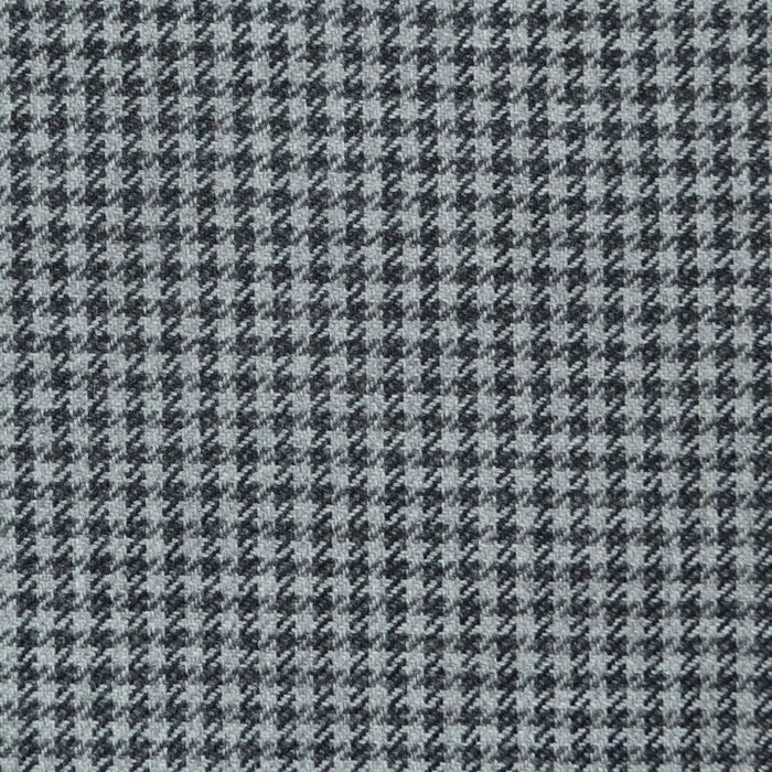 Grey and Navy Blue Dogtooth Check Wool, Cotton & Cashmere