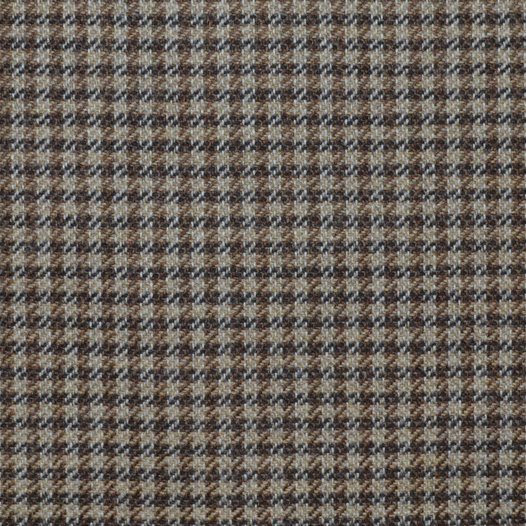 Brown, Sand and Dark Brown Dogtooth Check Wool, Cotton & Cashmere
