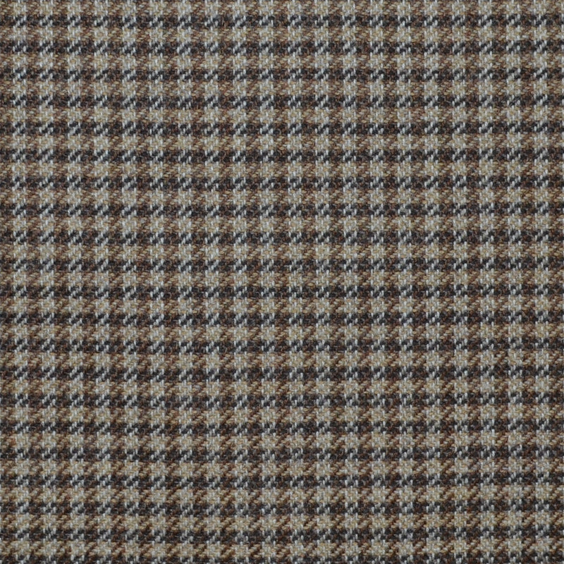 Brown, Sand and Dark Brown Dogtooth Check Wool, Cotton & Cashmere
