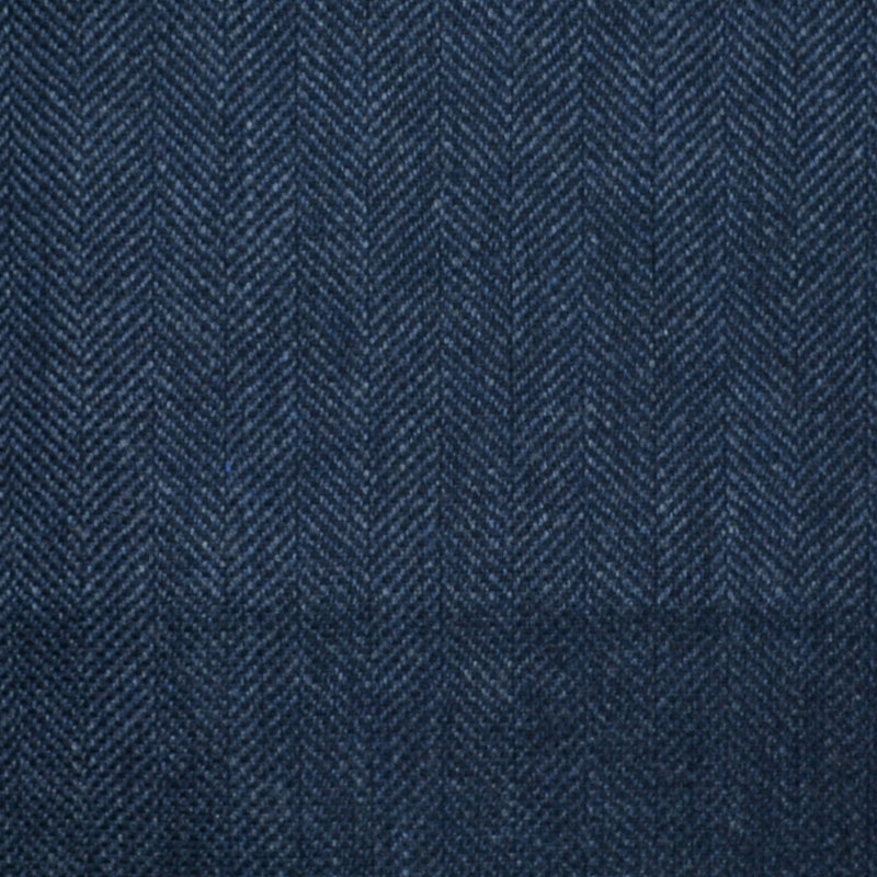 Bright Navy Blue Herringbone Wool, Cotton & Cashmere