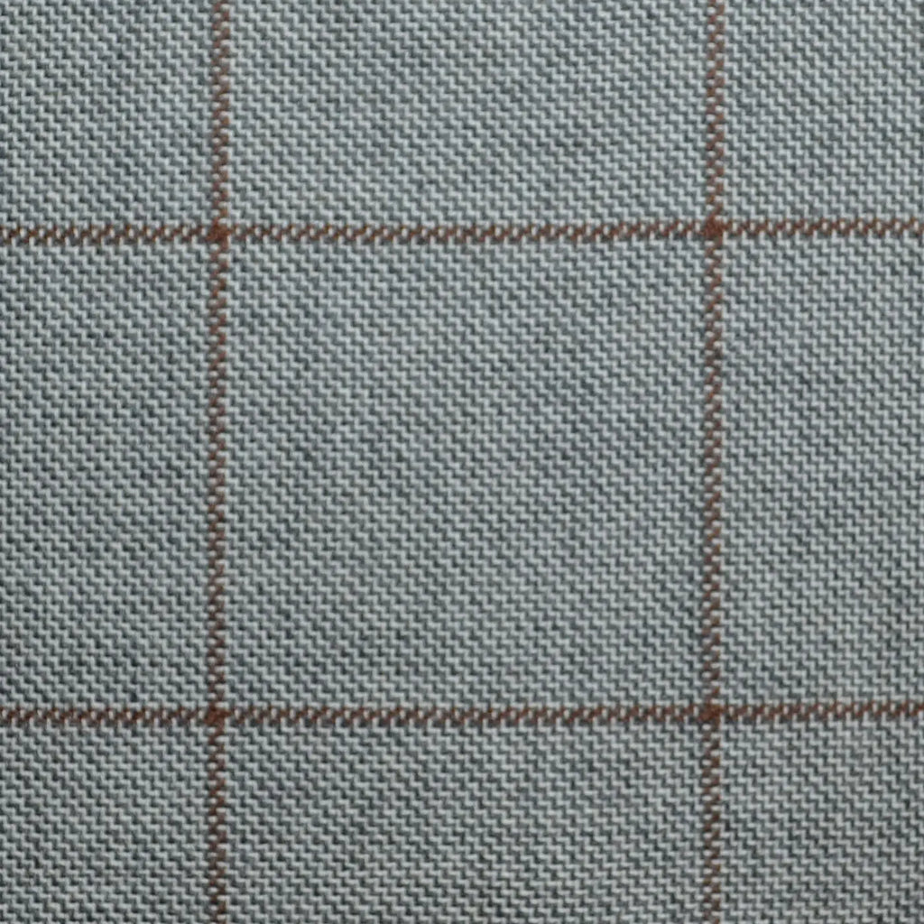 Beige with Brown Window Pane Check Wool, Cotton & Cashmere